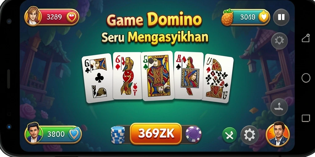 Screenshot utama dari gameplay seru 369ZK yang menampilkan keasyikan bermain Domino.