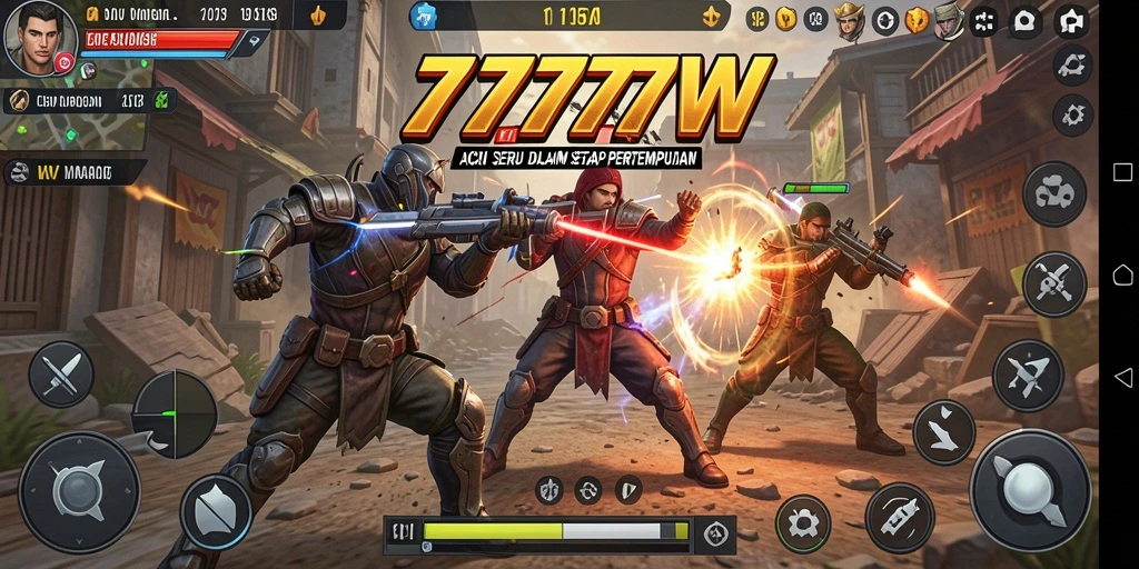 Tampilan gameplay action yang menegangkan di 7777W.