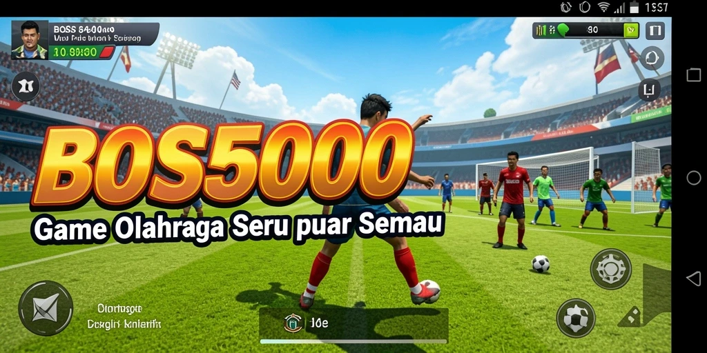 Screenshot utama BOS5000 menampilkan aksi seru dalam game olahraga.