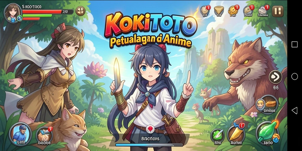 Tampilan gameplay KOKITOTO yang menakjubkan dan penuh warna.