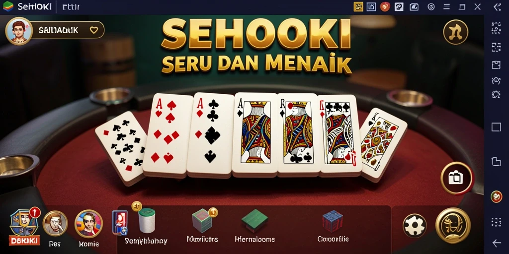 Tampilan gameplay seru dari SEHOKI dengan kartu Domino.