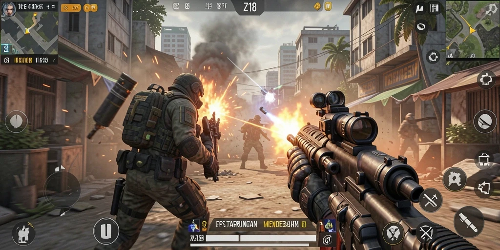 Tampilan layar gameplay seru di Z18 dengan aksi intens dan strategis.